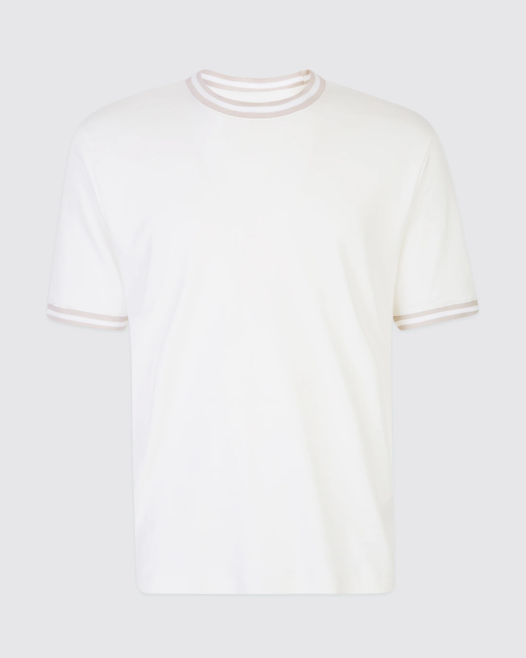 T-shirt Girocollo in Cotone Giza con Bordini da Uomo - Image 7