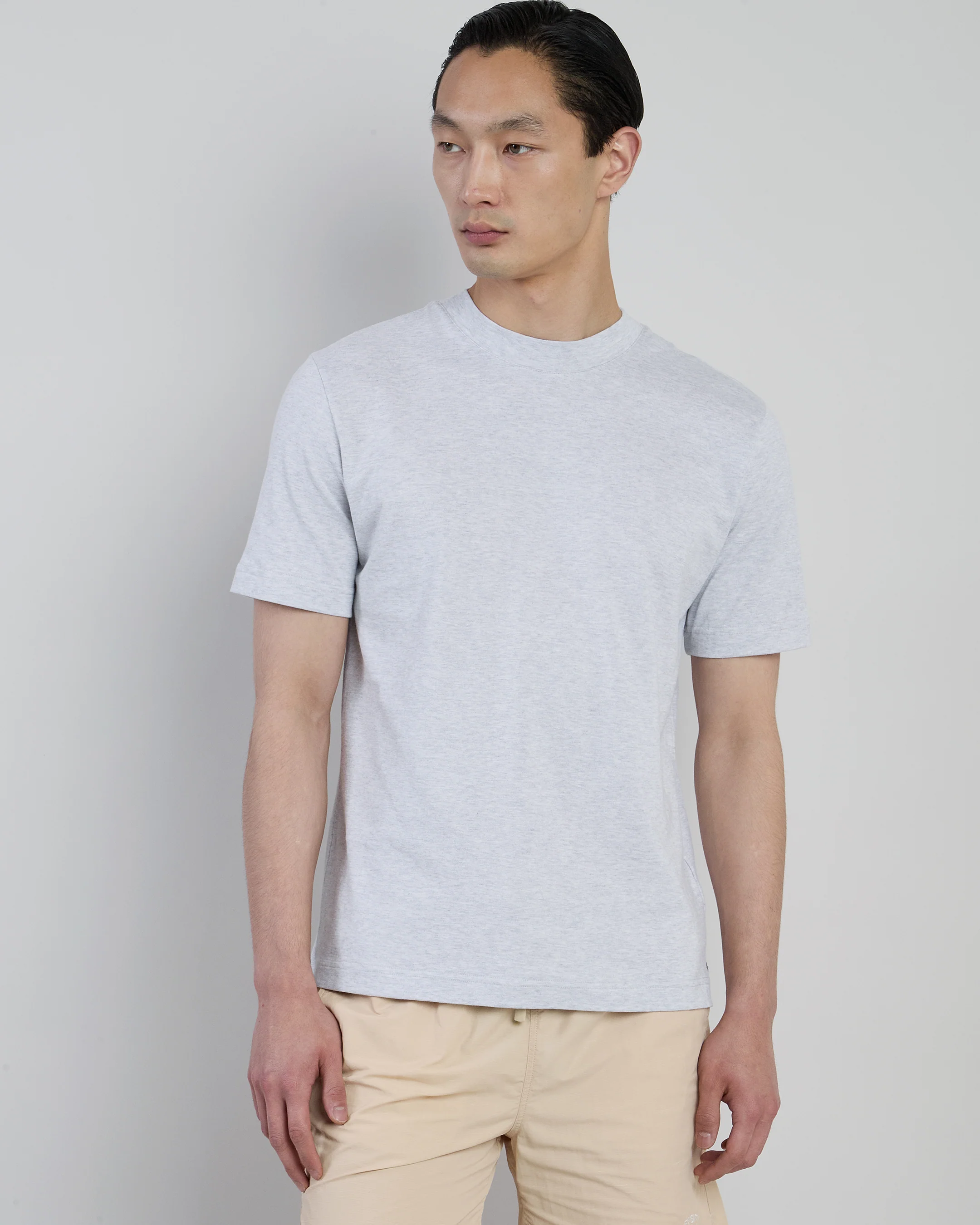 T-shirt Girocollo in Cotone Giza con Collo Alto - Image 5