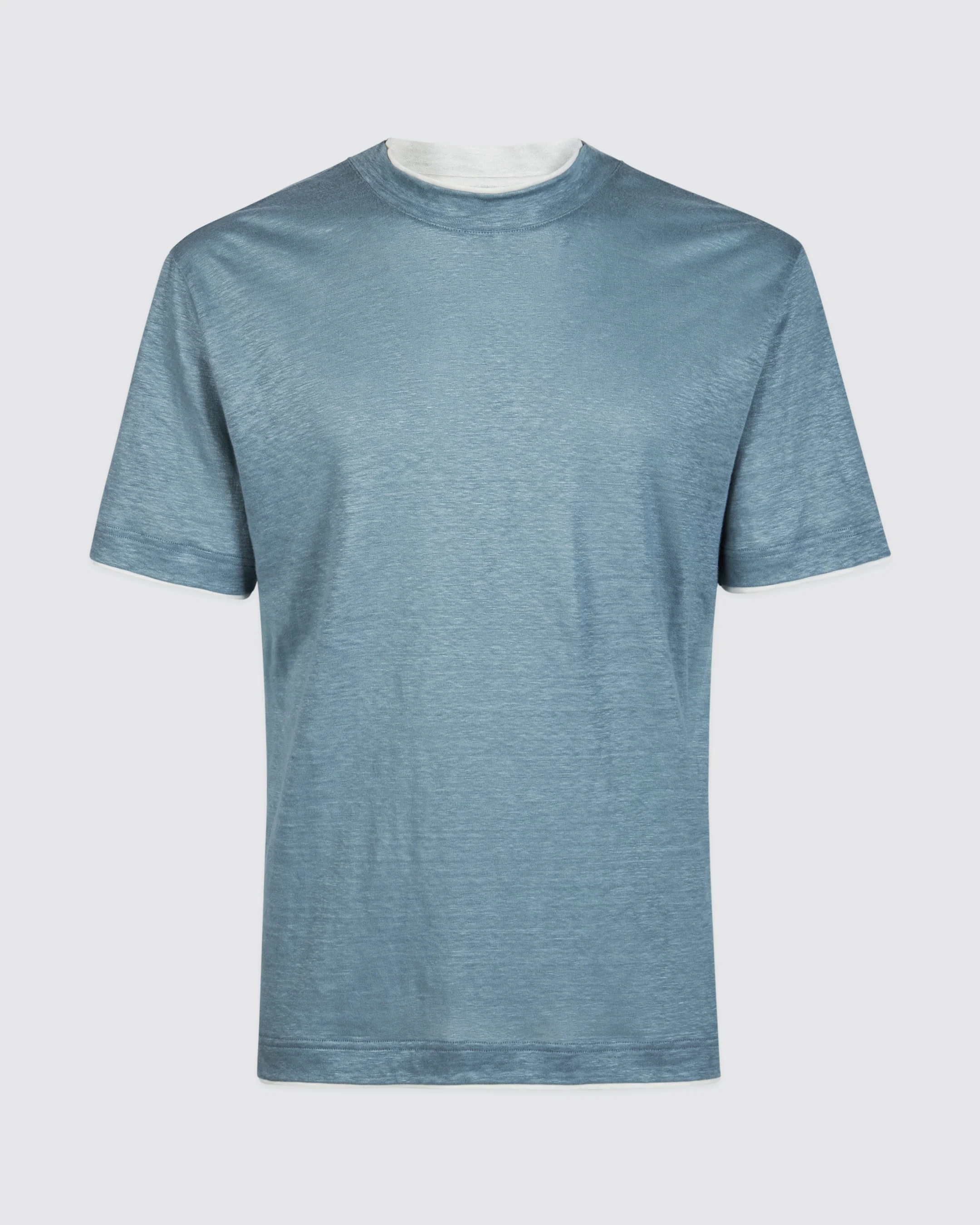 T-shirt Girocollo in Lino da Uomo con Collo Alto - Image 4