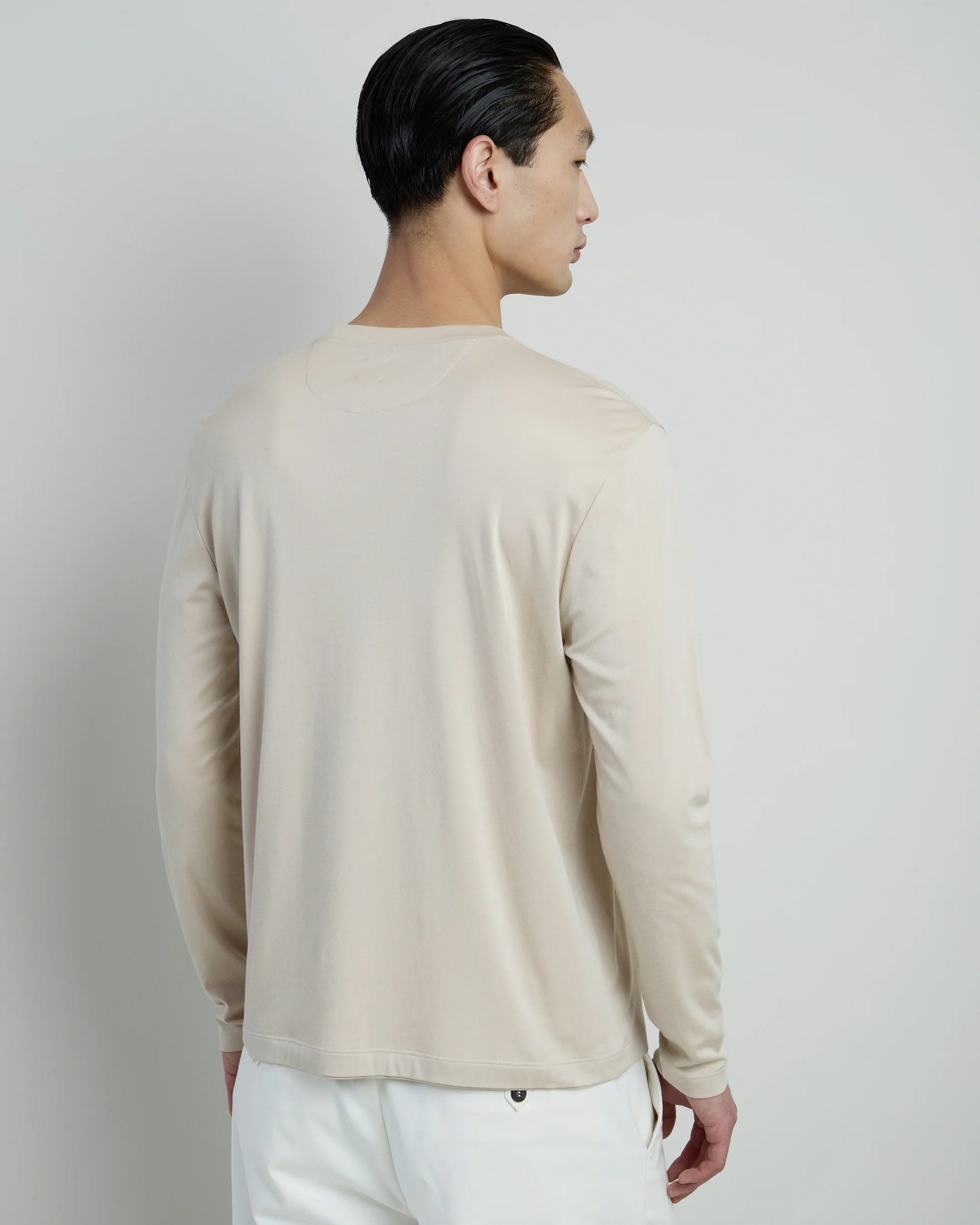 T-shirt Girocollo Manica Lunga in Modal e Cotone - Image 2