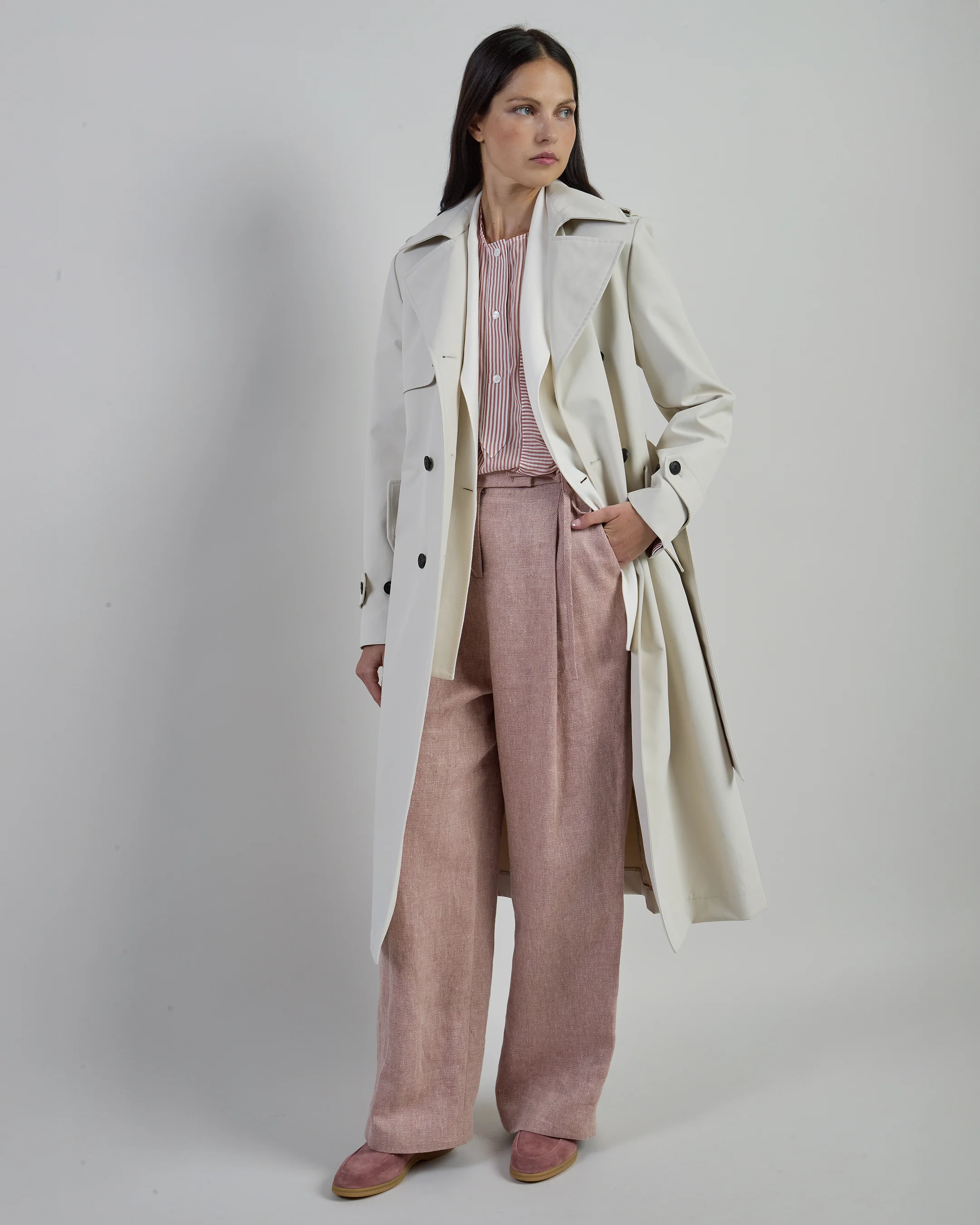 Trench lungo in cotone antigoccia da donna - Image 4