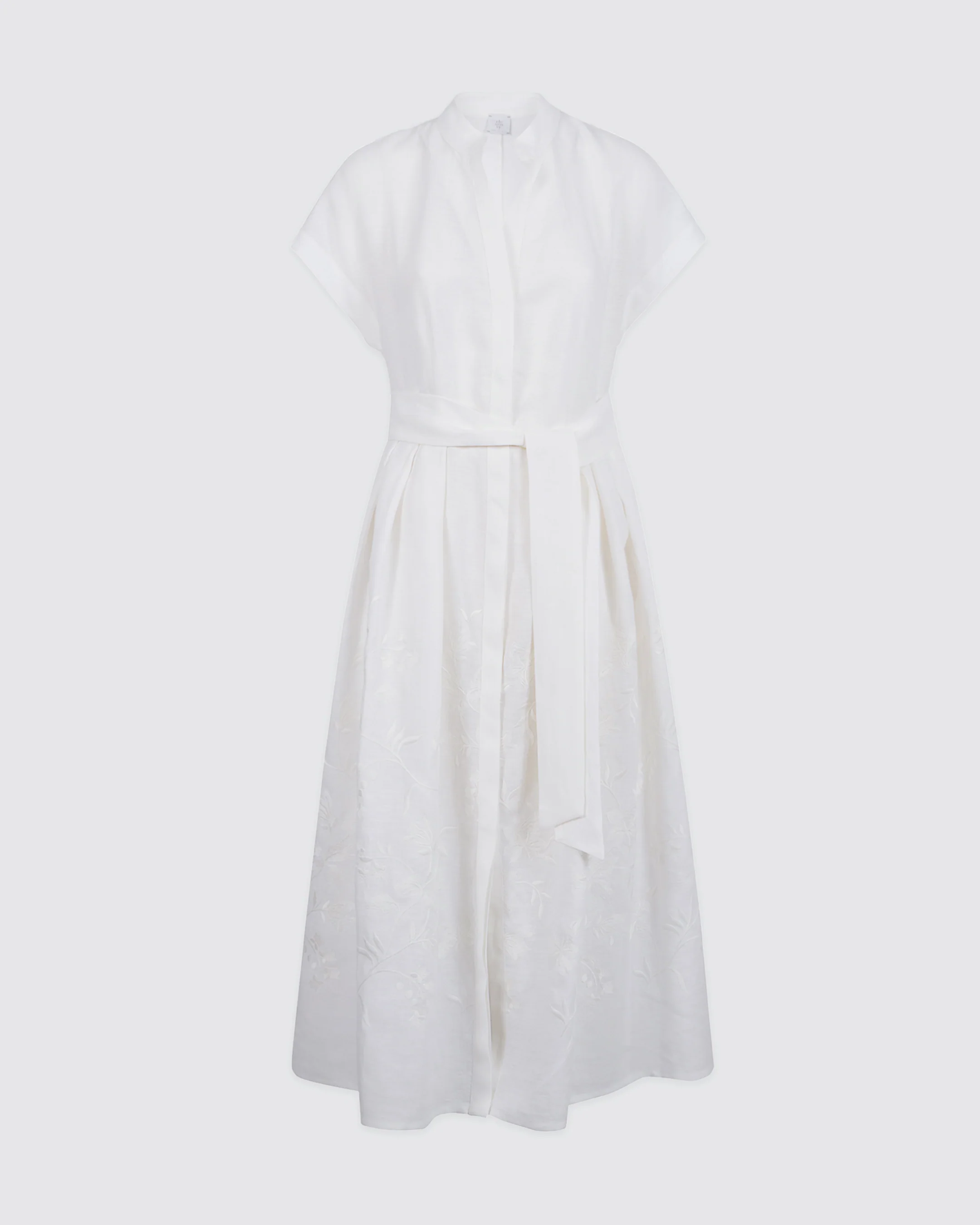 Vestito Chemisier in Lino con Ricamo Floreale - Image 6